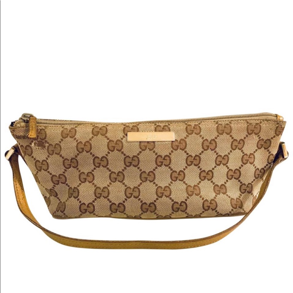 GUCCI Authentic Tan Leather Logo Purse